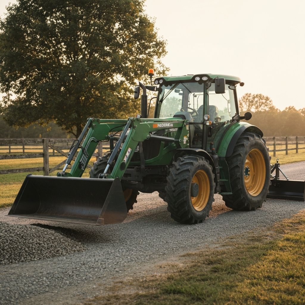 Utility tractor loader work with rear ballast for stability